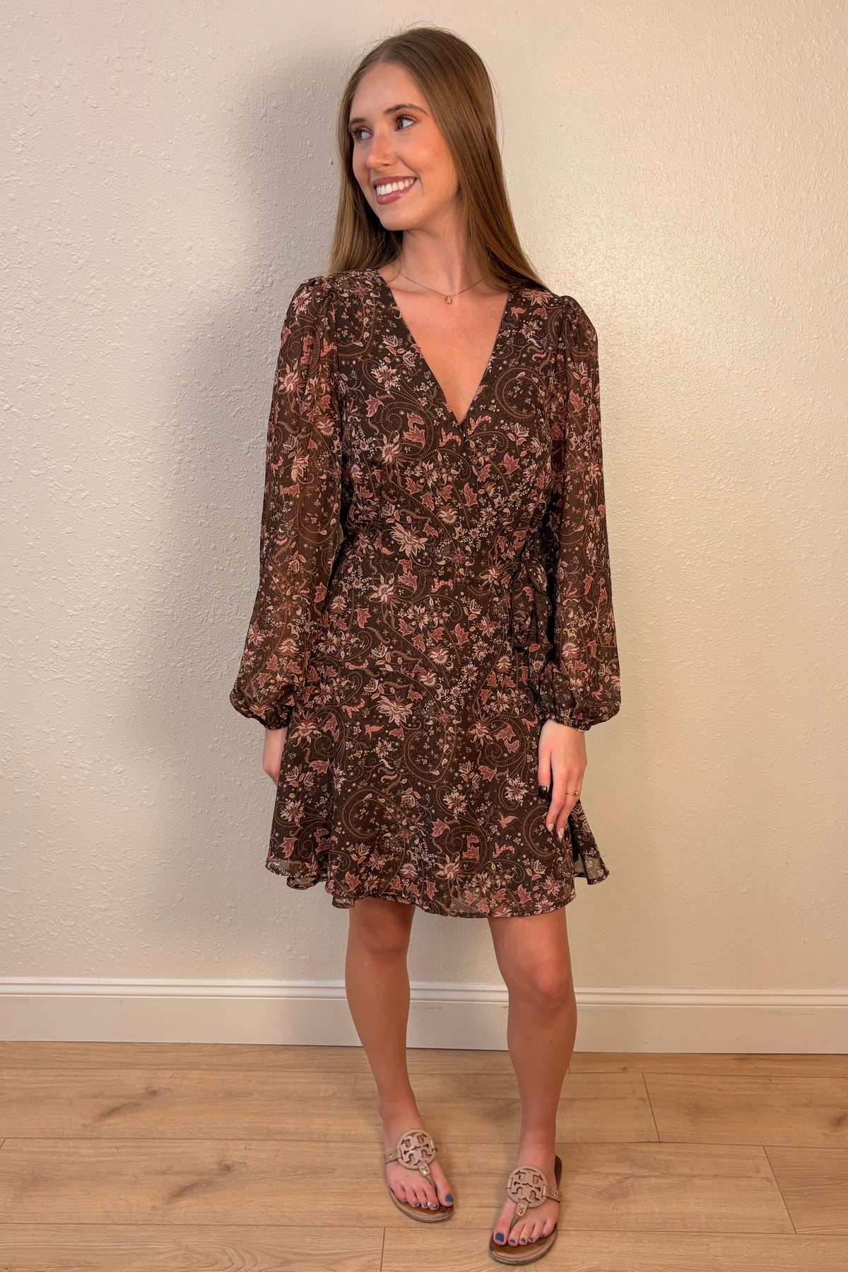 Maddie Paisley Print Wrap Mini Dress