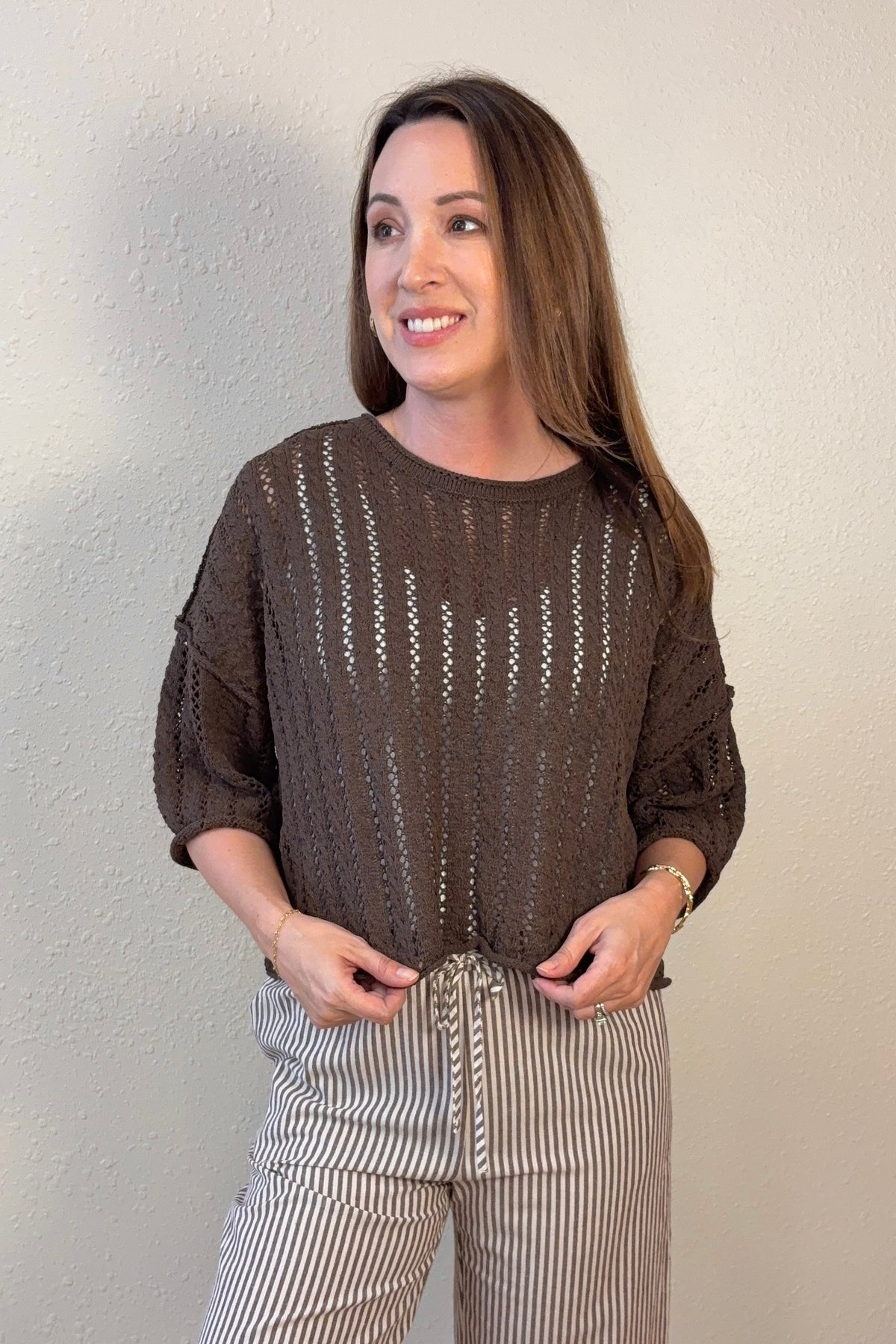 Abby Open Knit Cropped Sweater