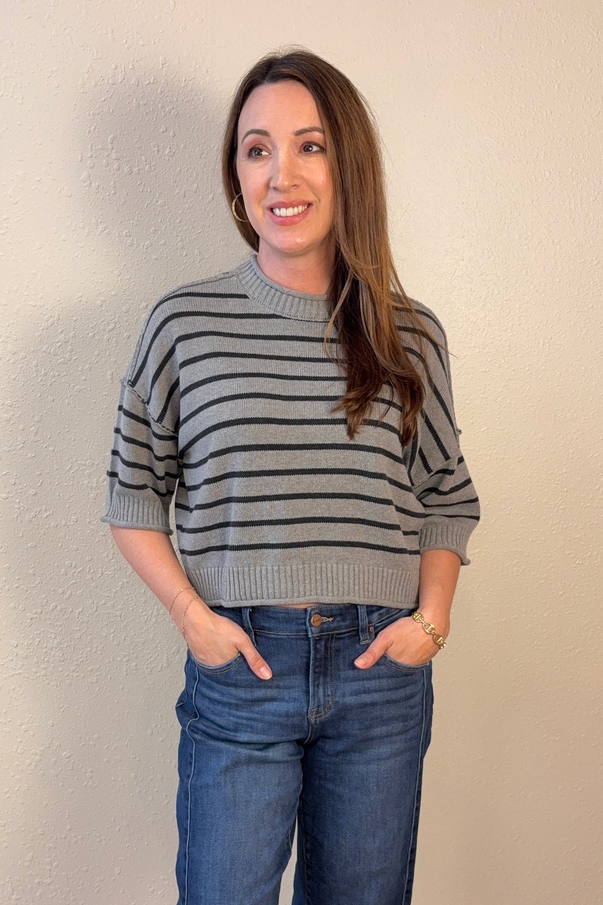 Ramona Exposed Seam Striped Sweater