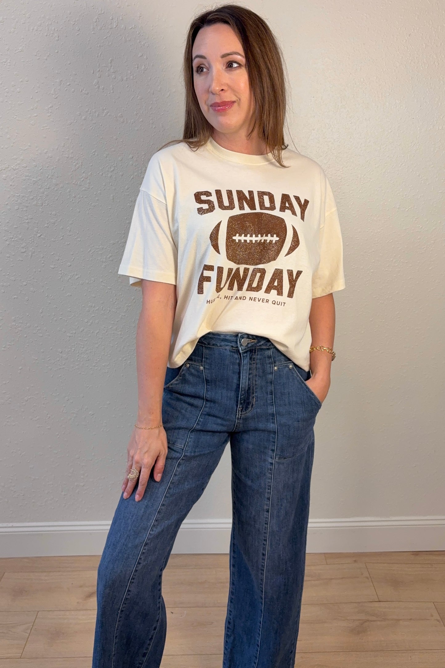Sunday Funday Football Graphic Boxy Crop Top