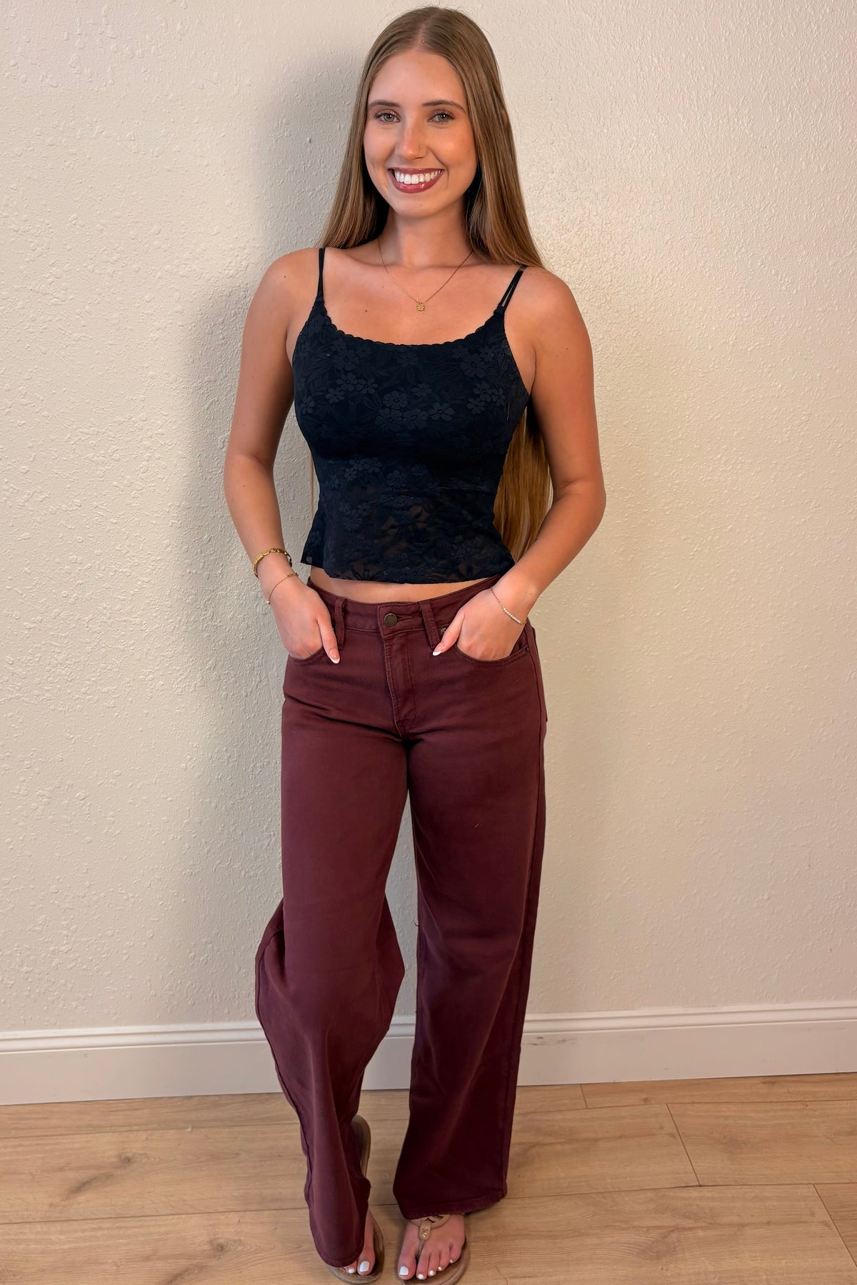 Just USA Dark Wine Straight Leg Jeans