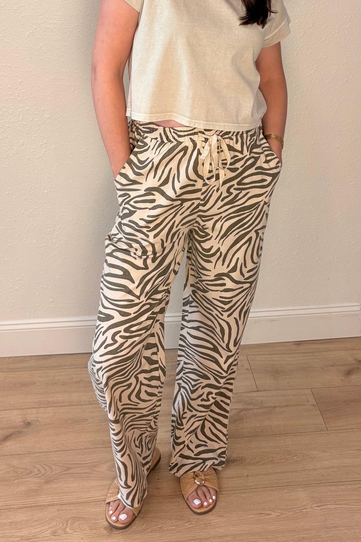 Aria Zebra Print Wide Leg Pants