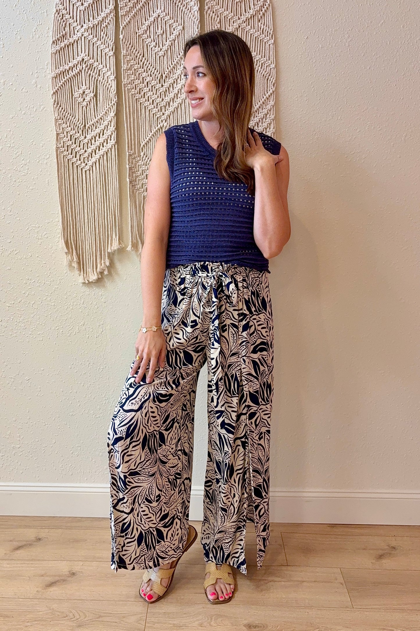 Soleil Tropical Floral Wide Leg Pants
