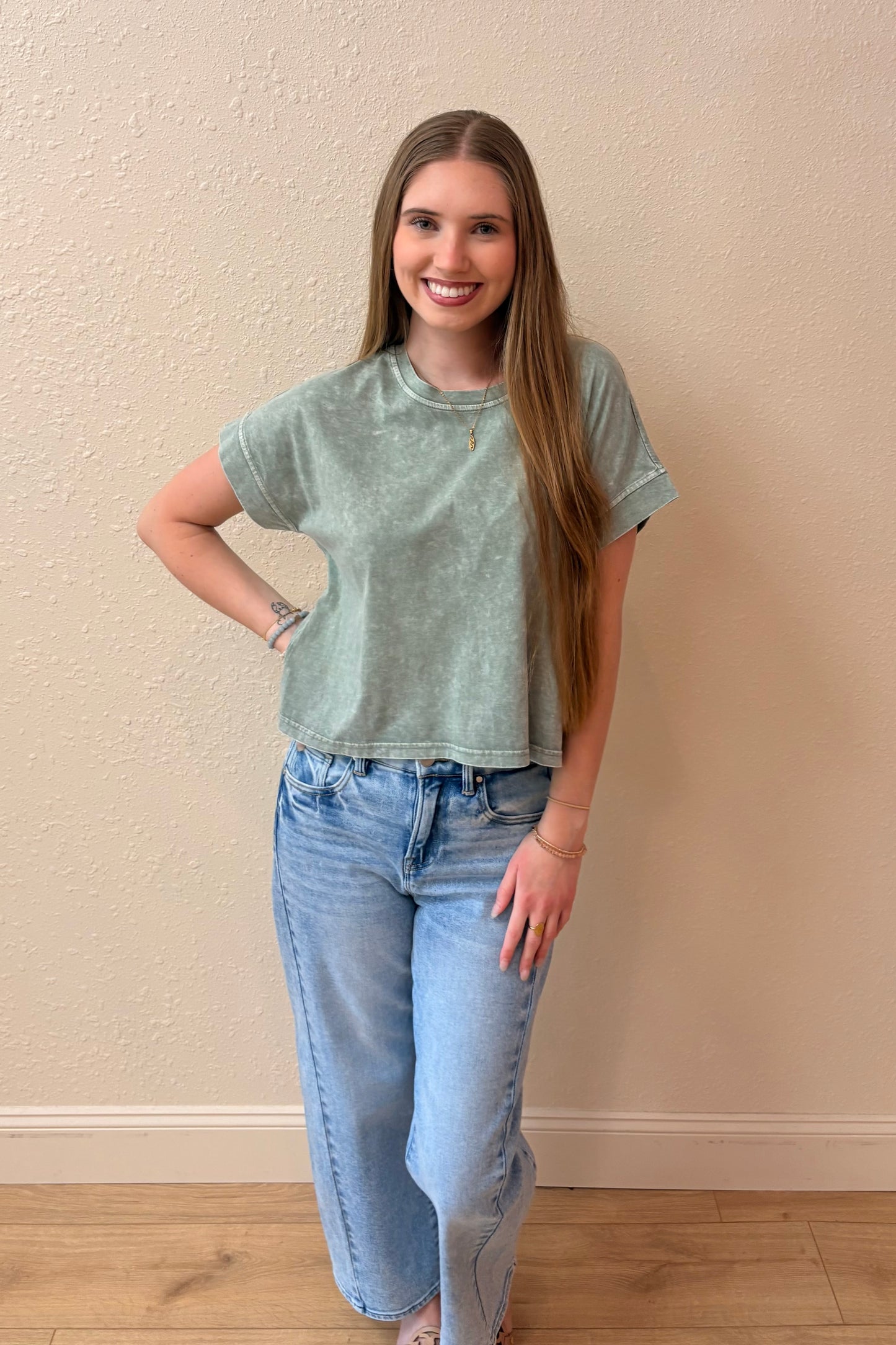 Gianna Green Short Sleeve Tee Shirt