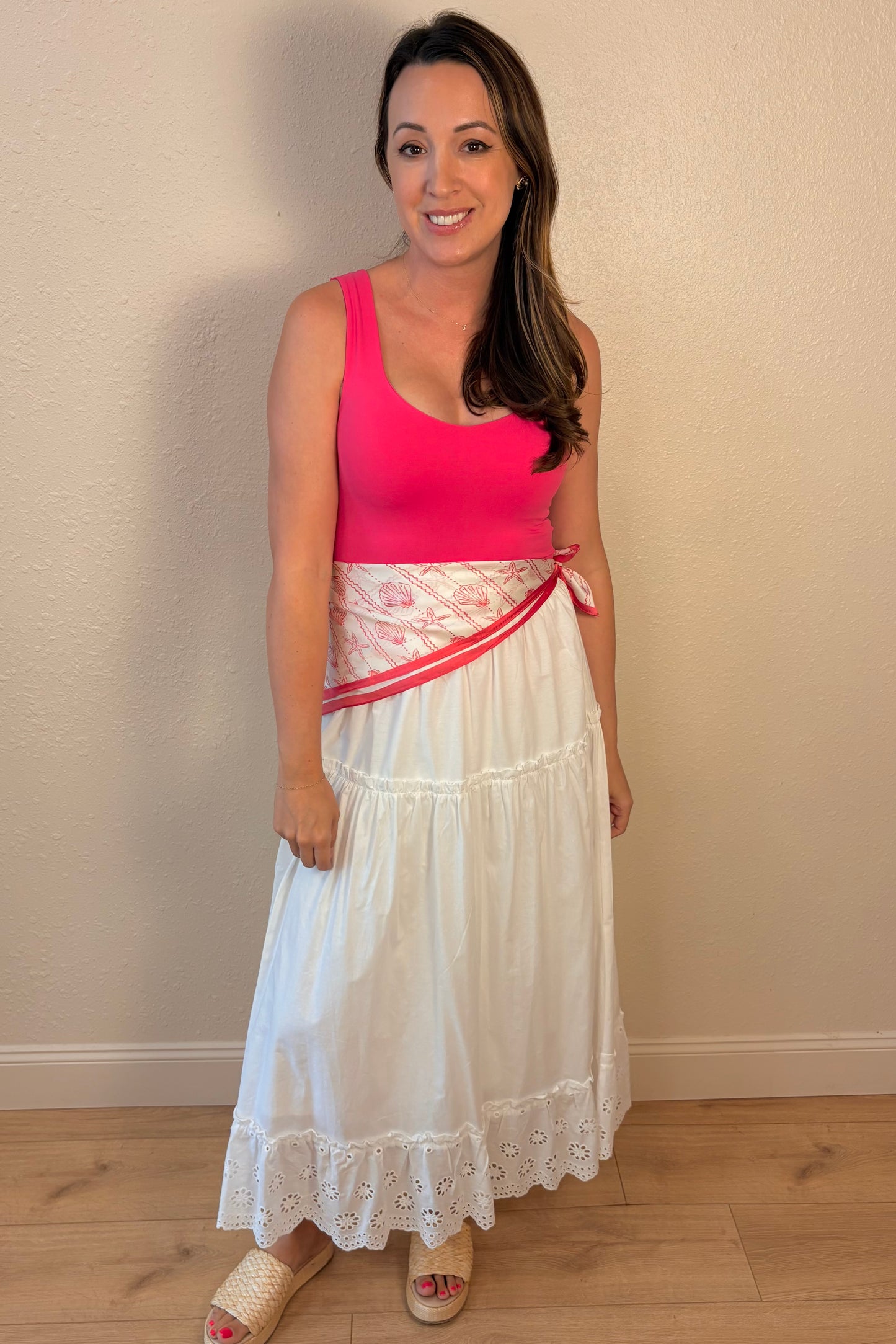 Haven Eyelet Hem White Maxi Skirt