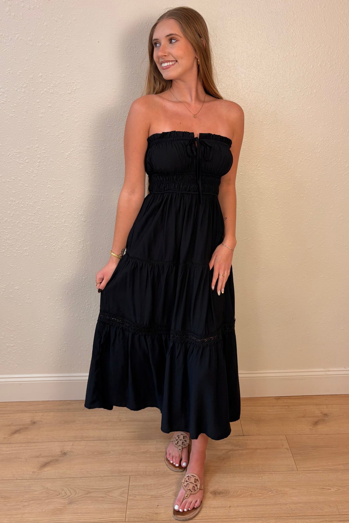 Carmen Black Strapless Maxi Dress