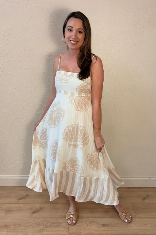 Sally Seashell Print Maxi Dress