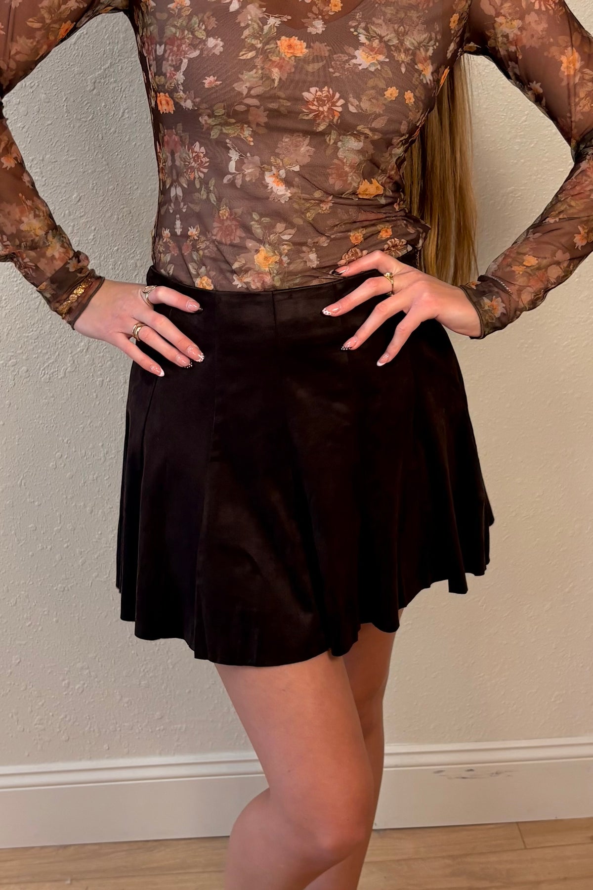 Riley Faux Suede Mini Skort