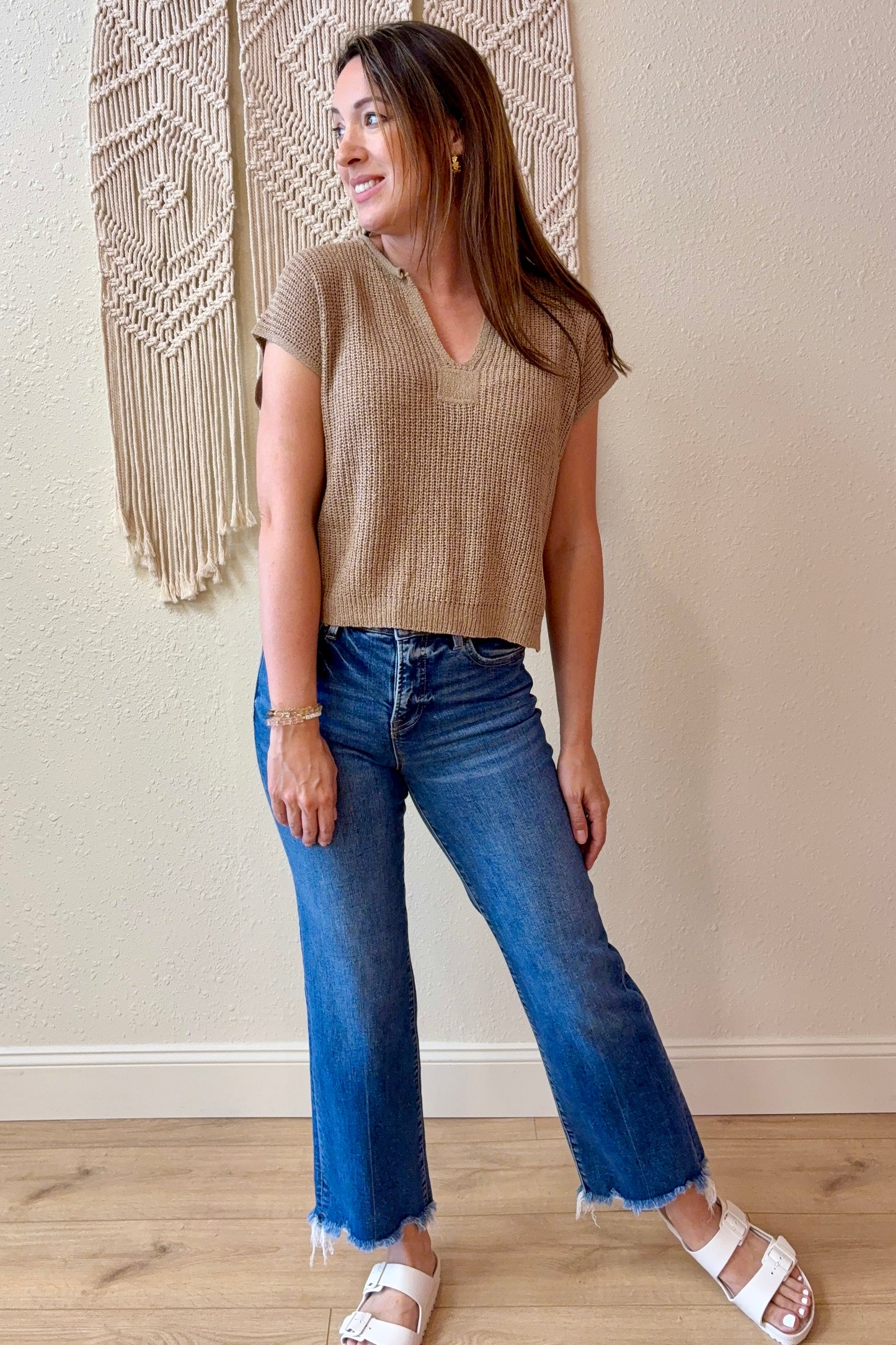 Danielle Split Neck Knit Top