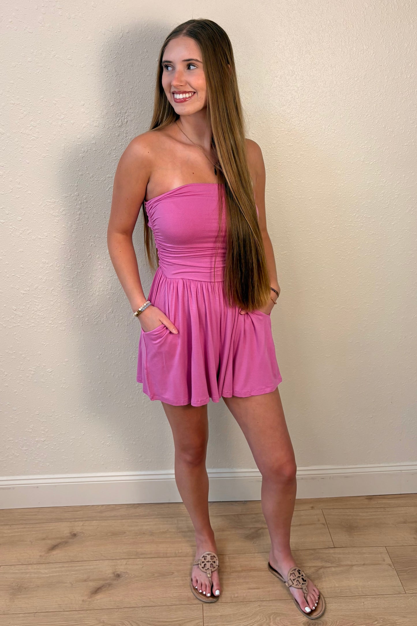 Serenity Orchid Pink Strapless Romper