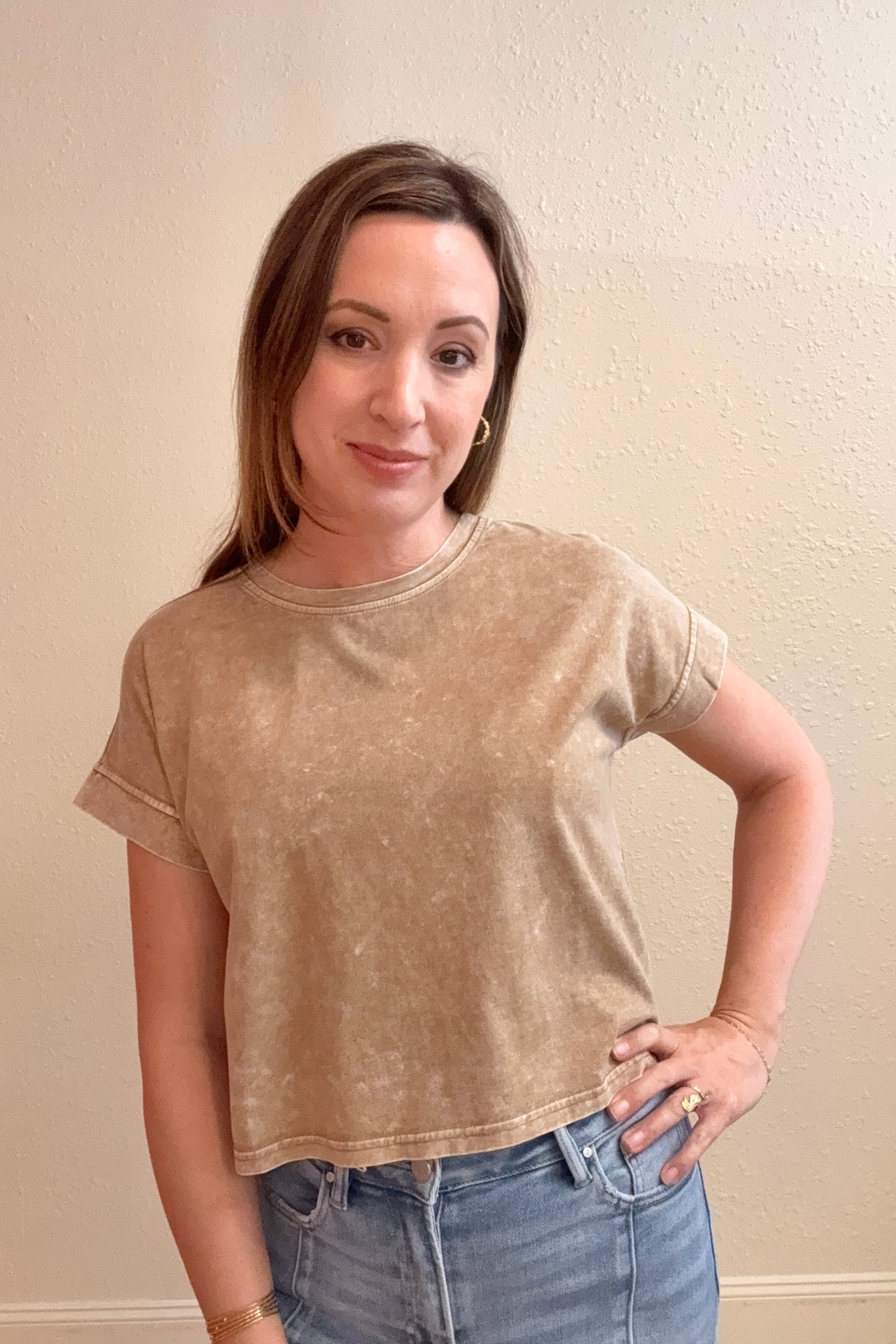 Gianna Mocha Short Sleeve Tee Shirt