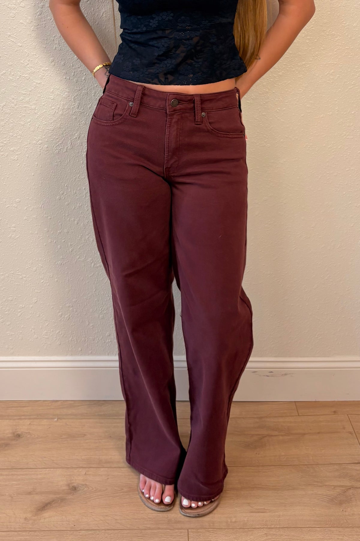 Just USA Dark Wine Straight Leg Jeans