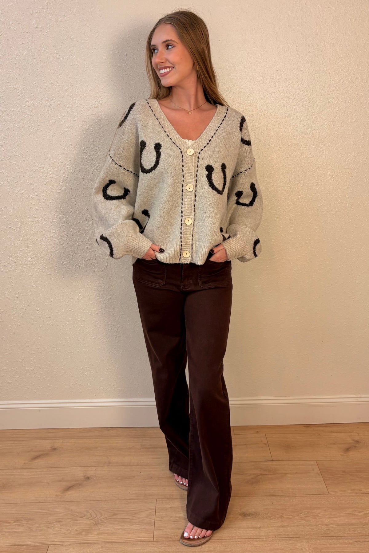 Morgan Horseshoe Print Cardigan Sweater