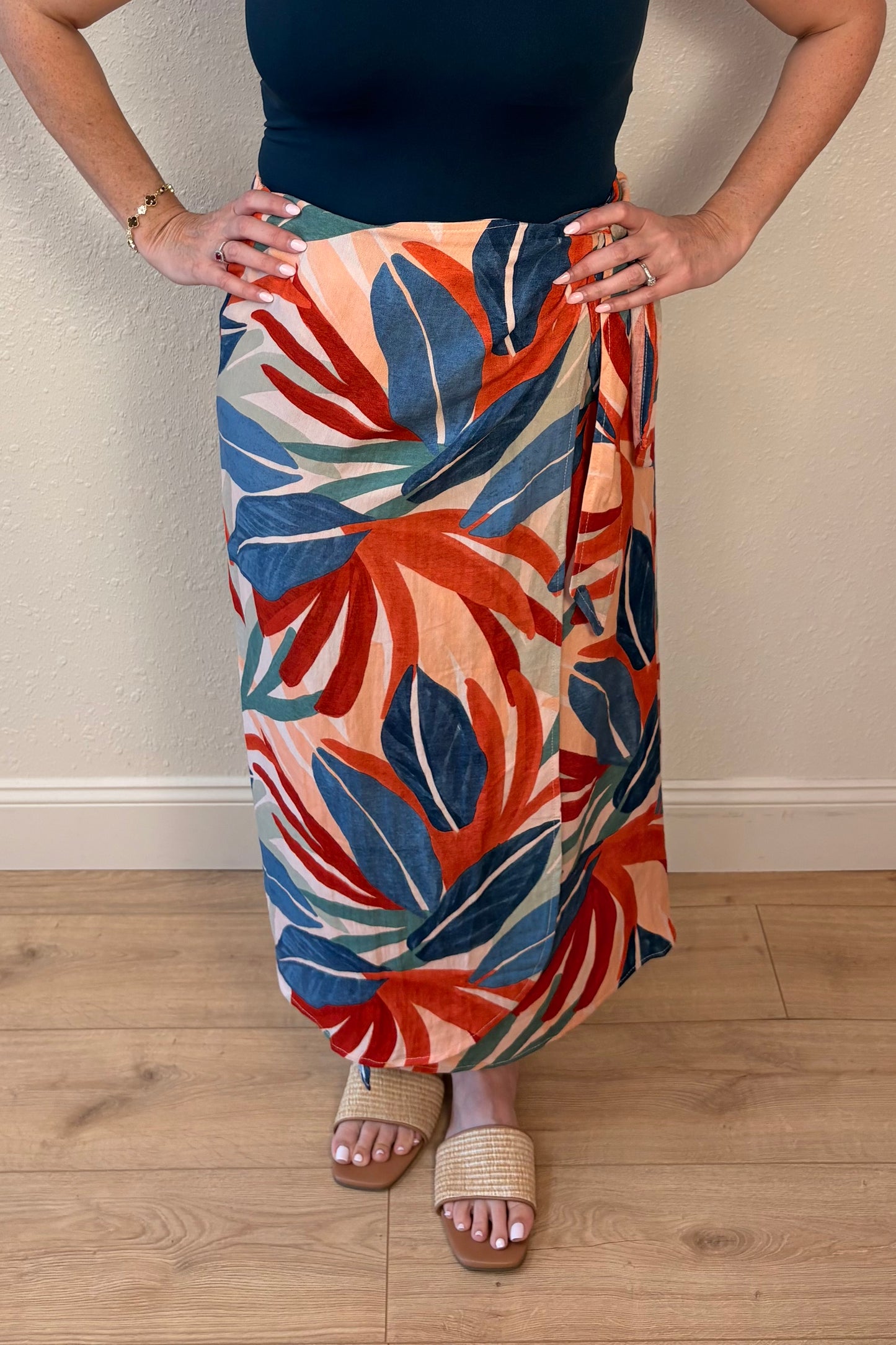 Isla Tropical Print Wrap Skirt
