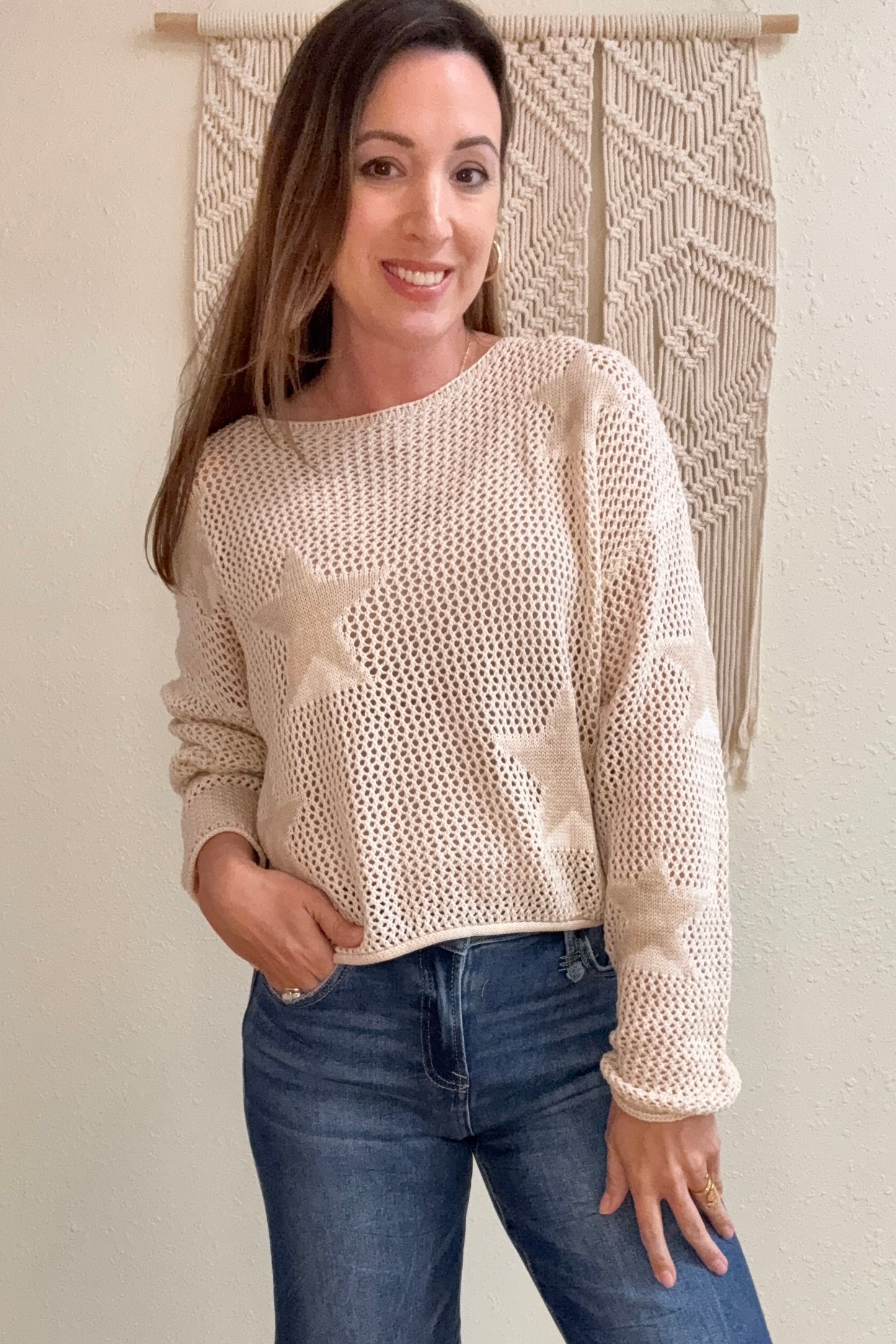 Miranda Star Open Crochet Sweater