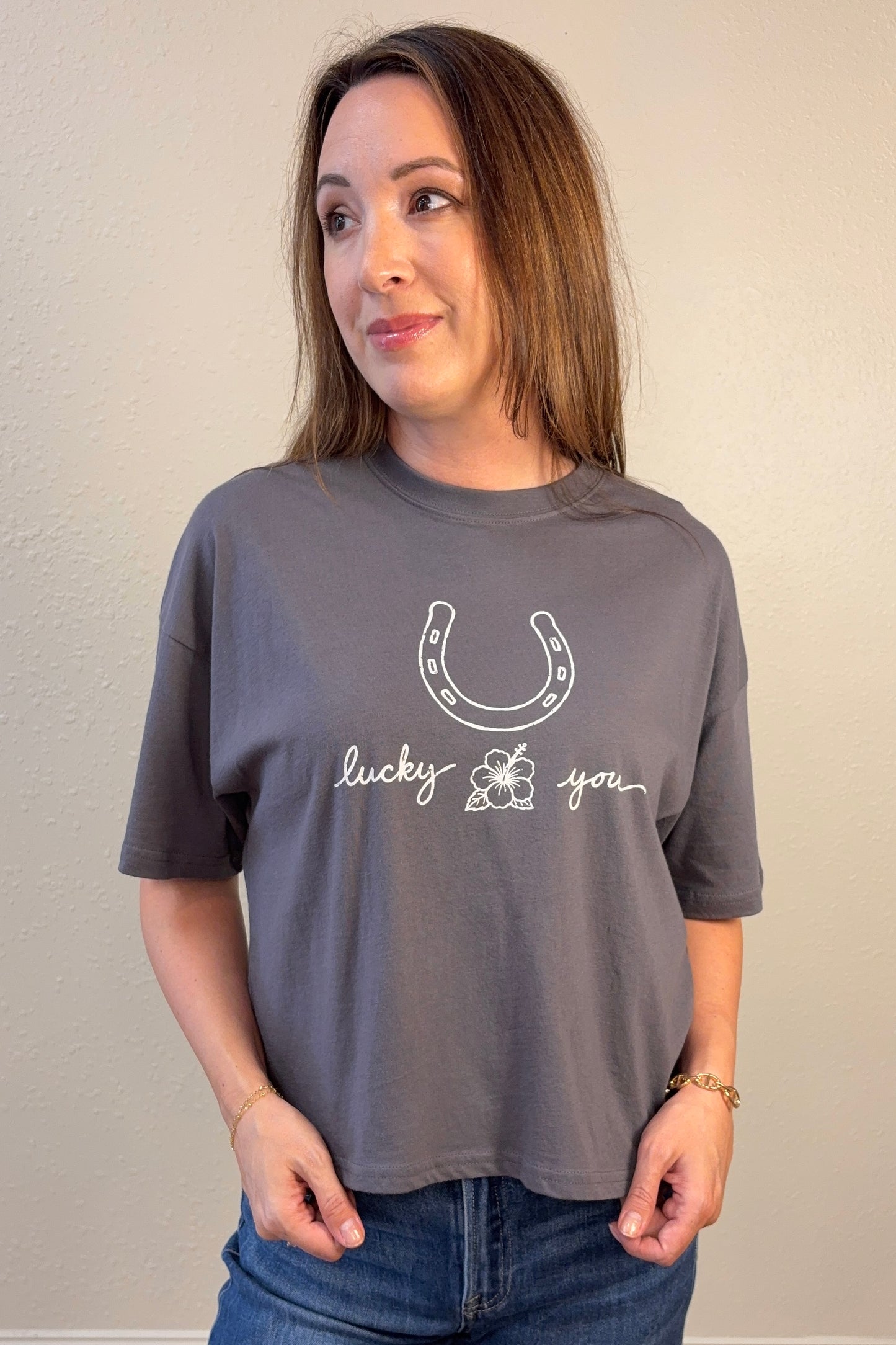 Lucky You Western Graphic Boxy Crop Top
