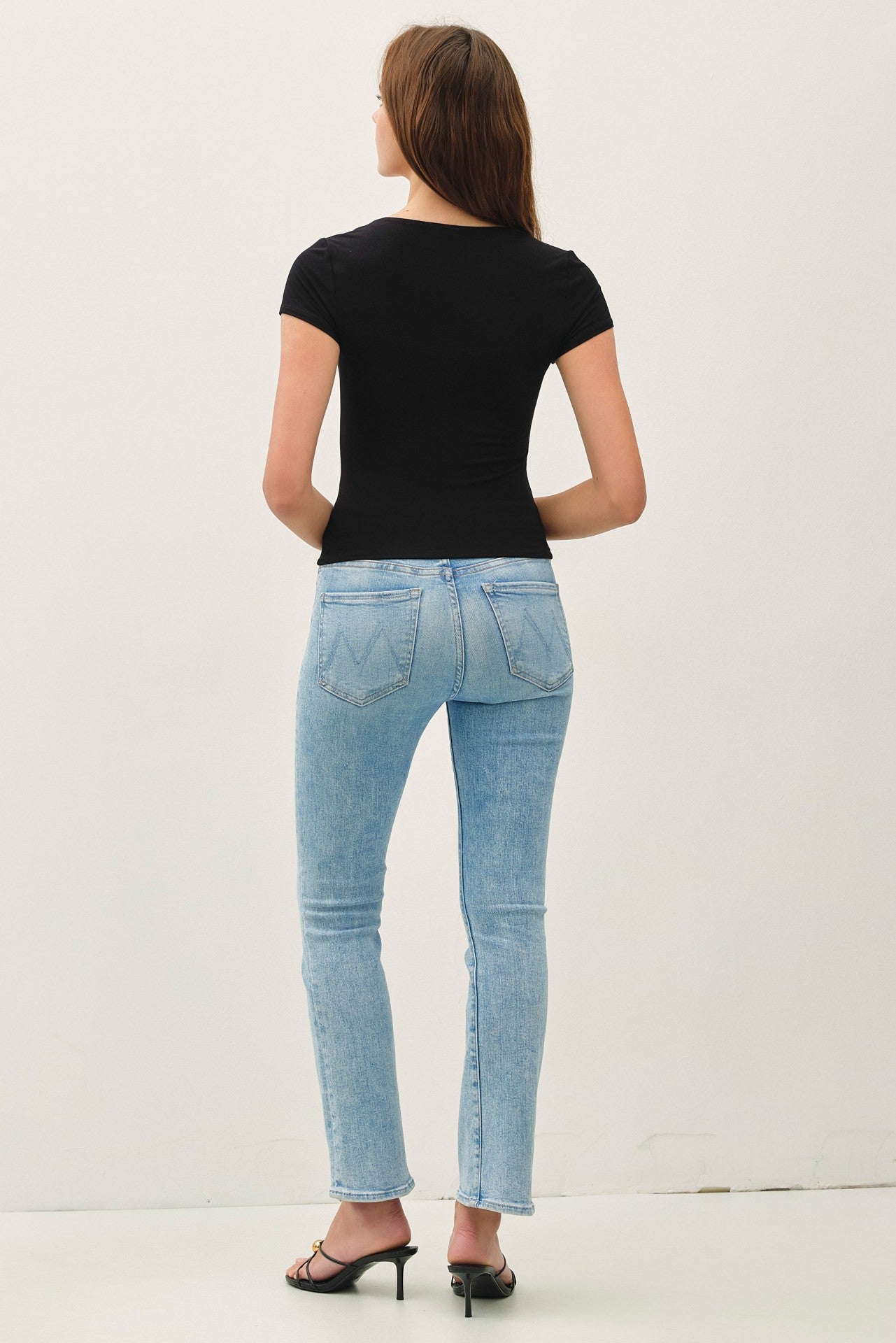 Audrina Black Square Neck Top