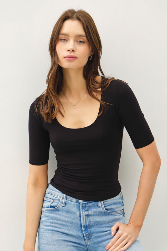 Ultra Soft Scoop Neck Short Sleeve Top