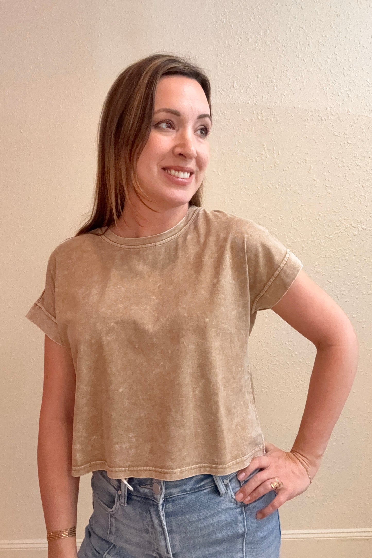 Gianna Mocha Short Sleeve Tee Shirt