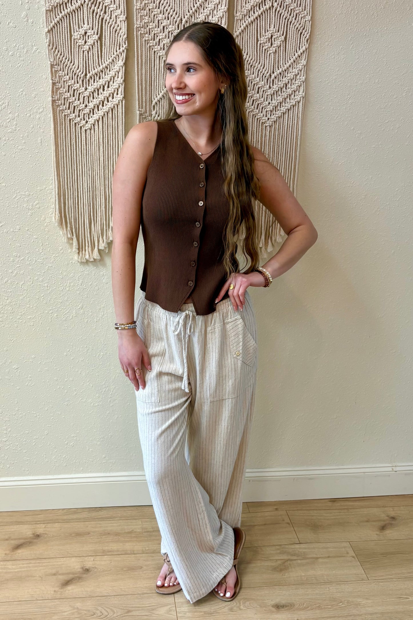 Maggie Pinstripe Wide Leg Pants