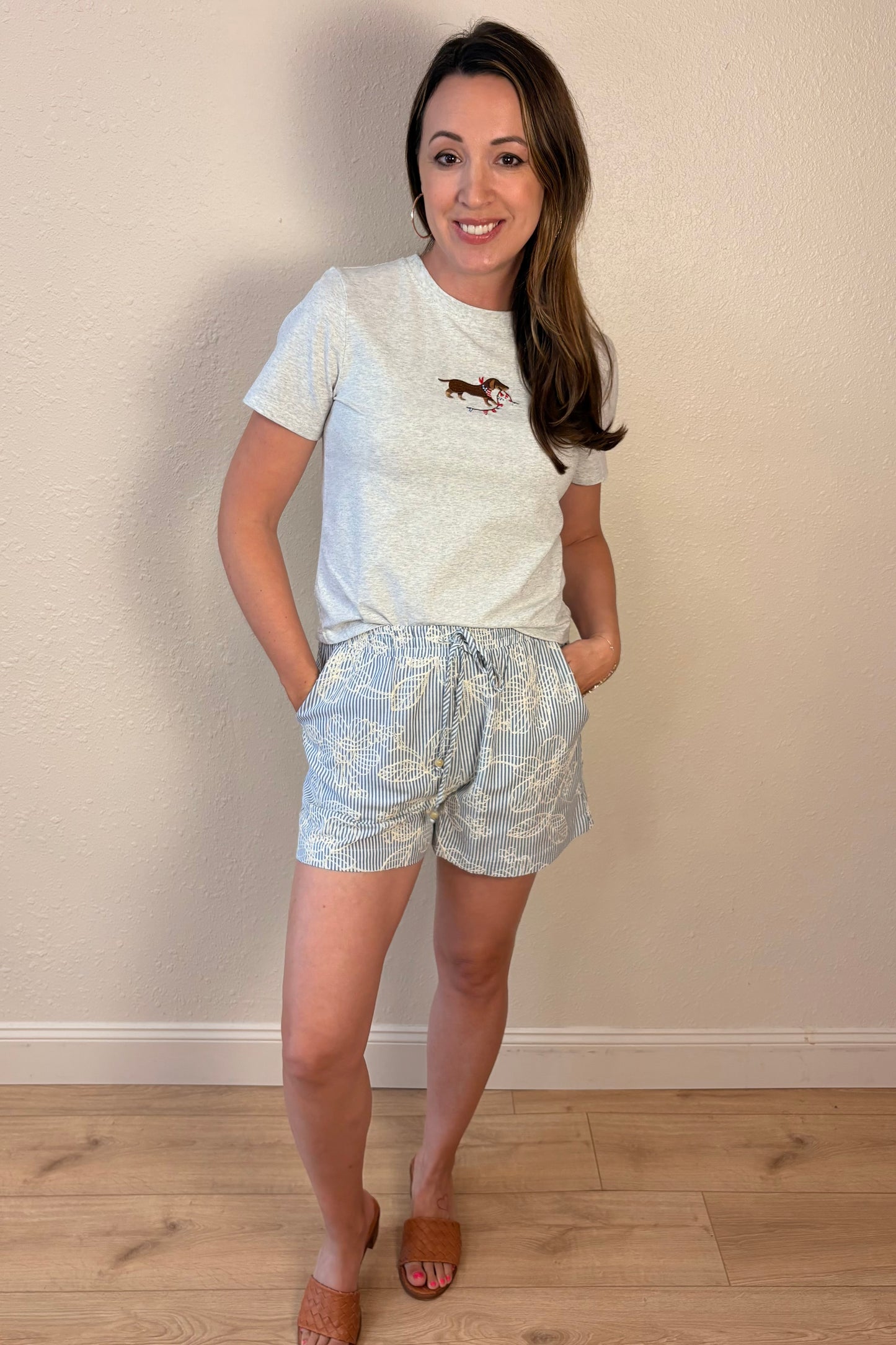 Olivia Embroidered Striped Shorts