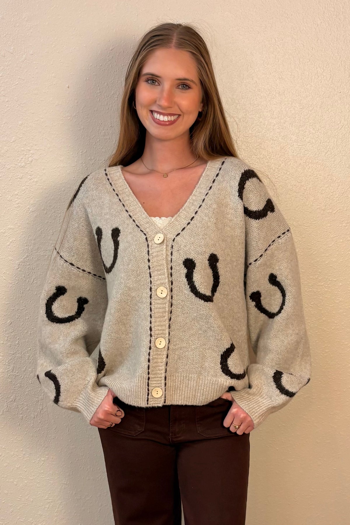 Morgan Horseshoe Print Cardigan Sweater
