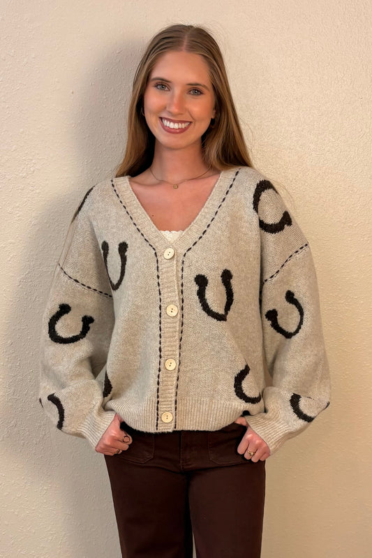 Morgan Horseshoe Print Cardigan Sweater
