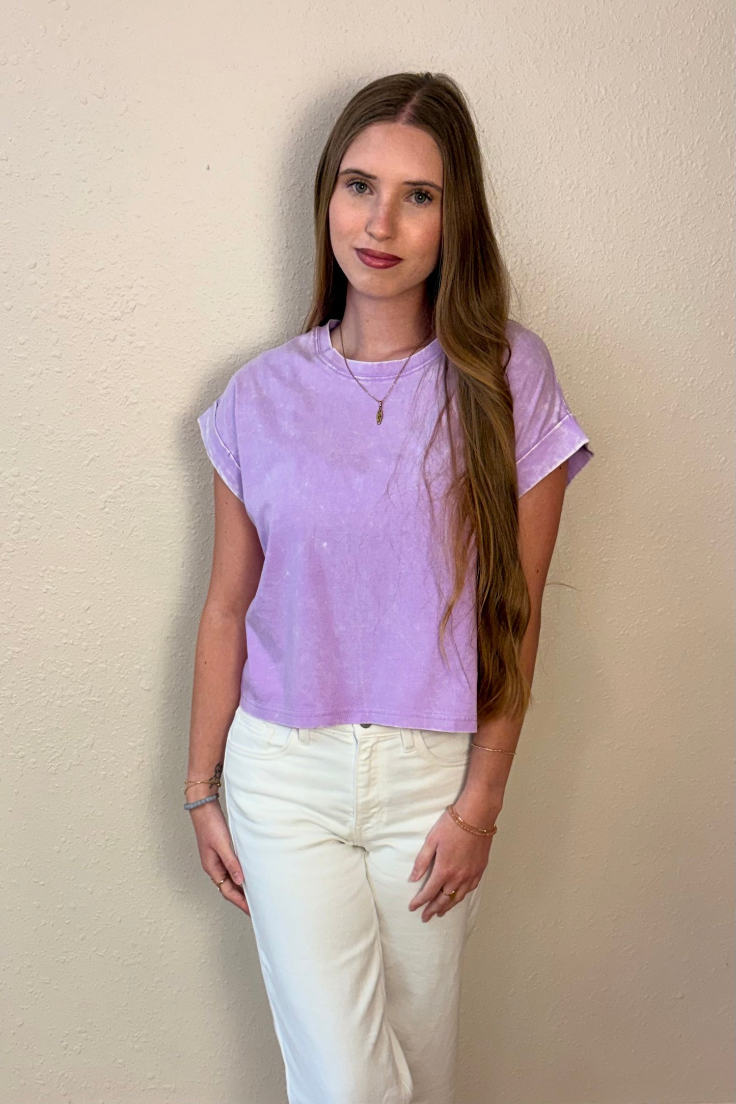 Zara Lavender Mineral Wash T-Shirt
