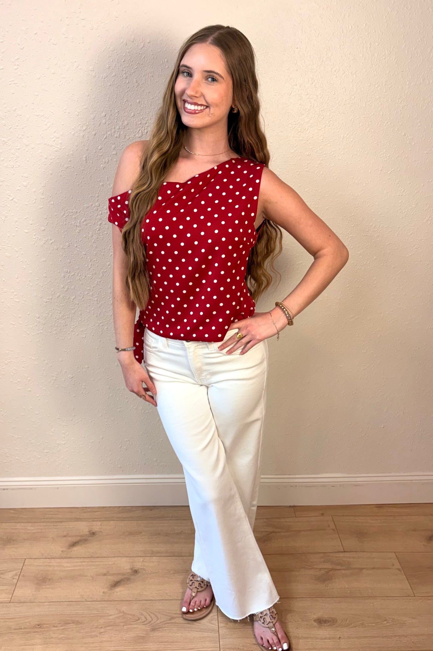 Soleil Off the Shoulder Polka Dot Top