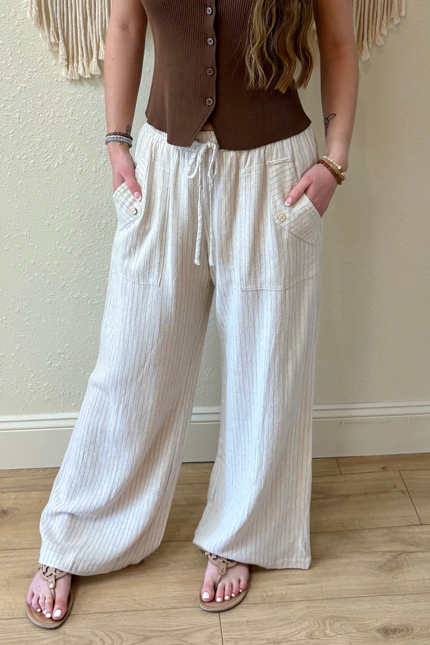 Maggie Pinstripe Wide Leg Pants