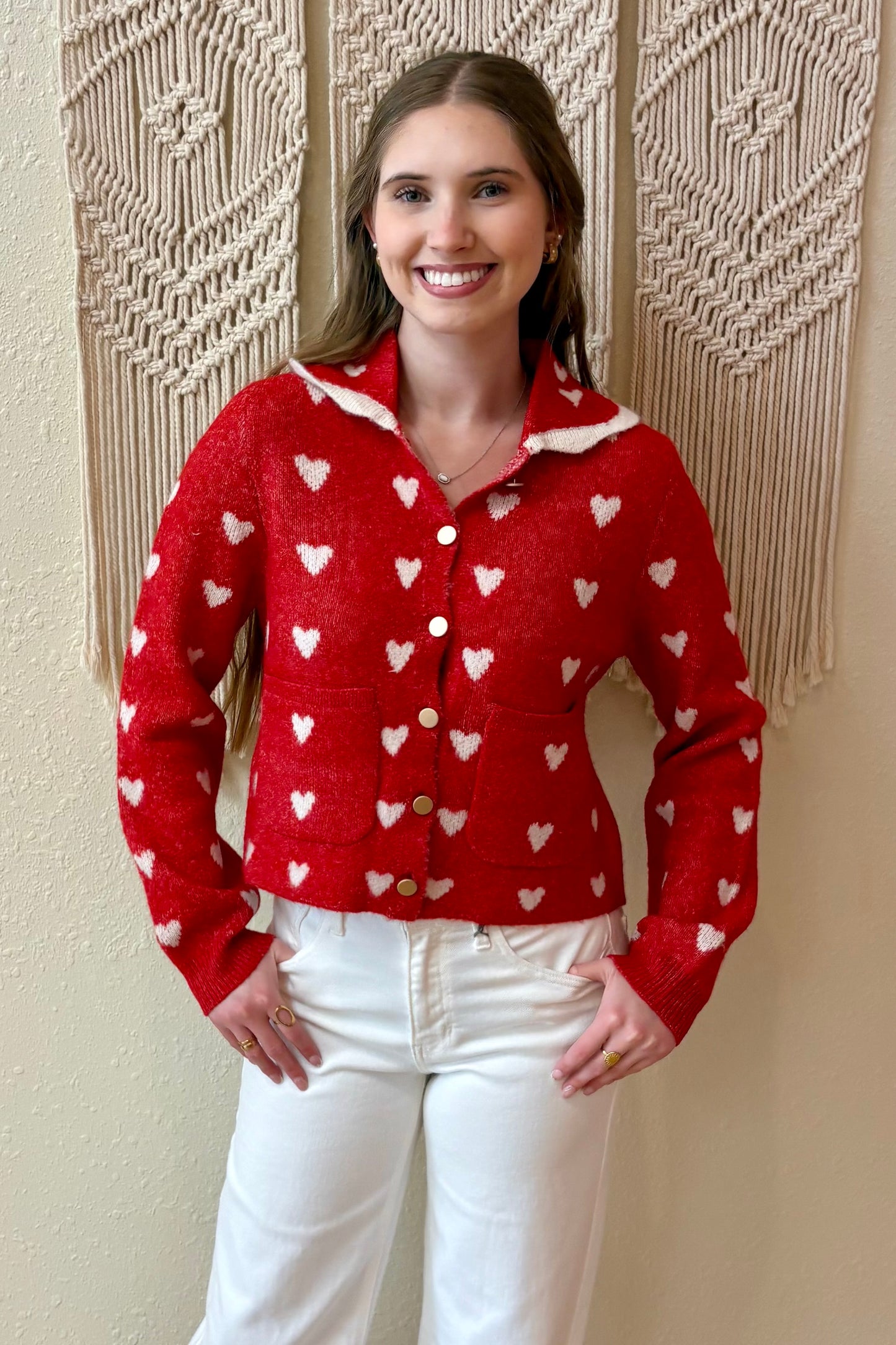 Lila Heart Cardigan Sweater