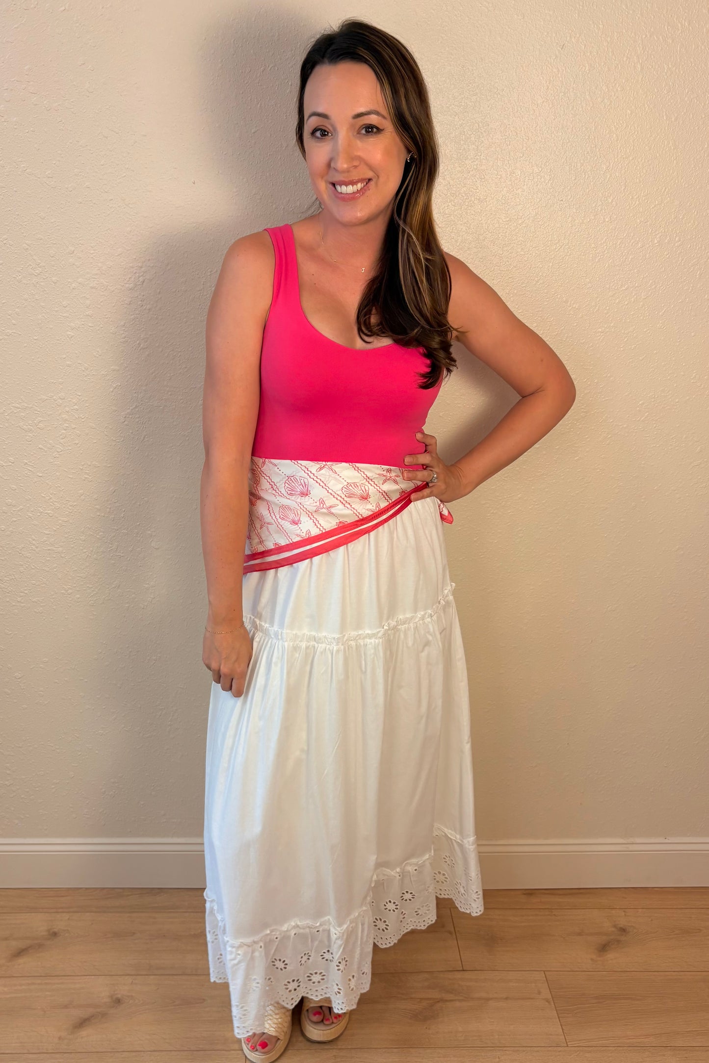 Haven Eyelet Hem White Maxi Skirt