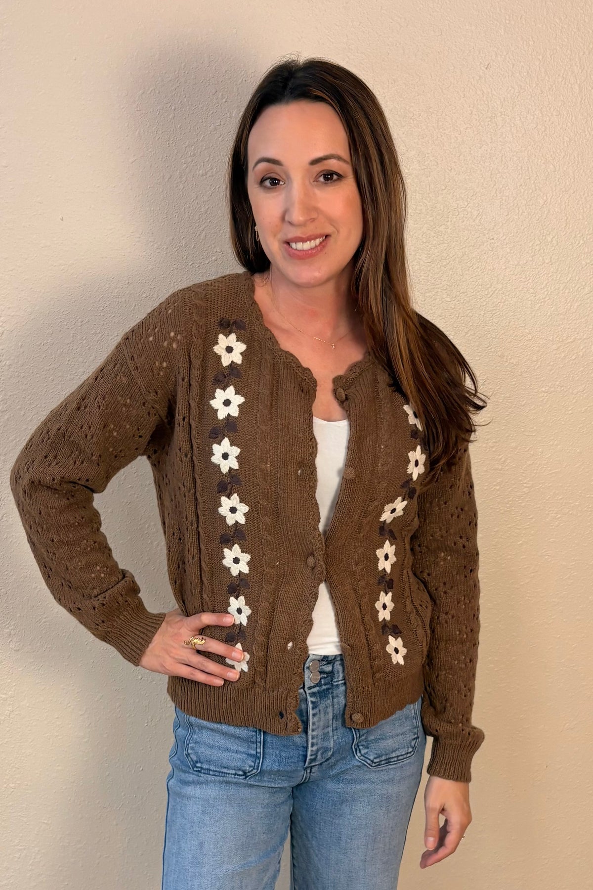 Brooke Floral Embroidered Cardigan Sweater