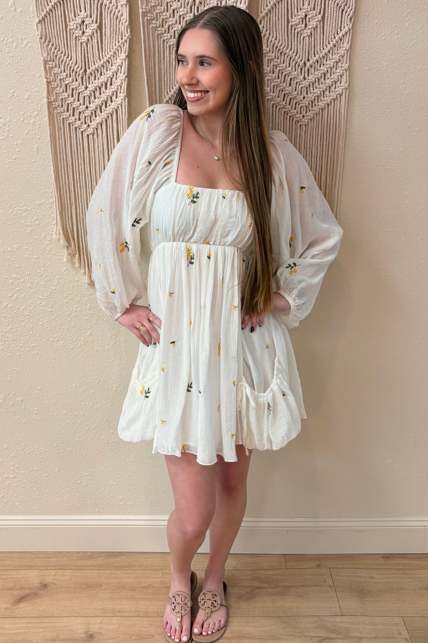 Alexis Embroidered Long Sleeve Dress