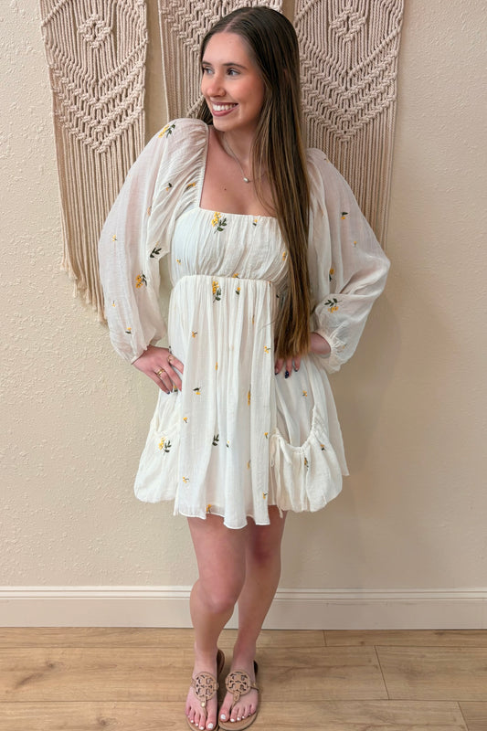 Alexis Embroidered Long Sleeve Dress