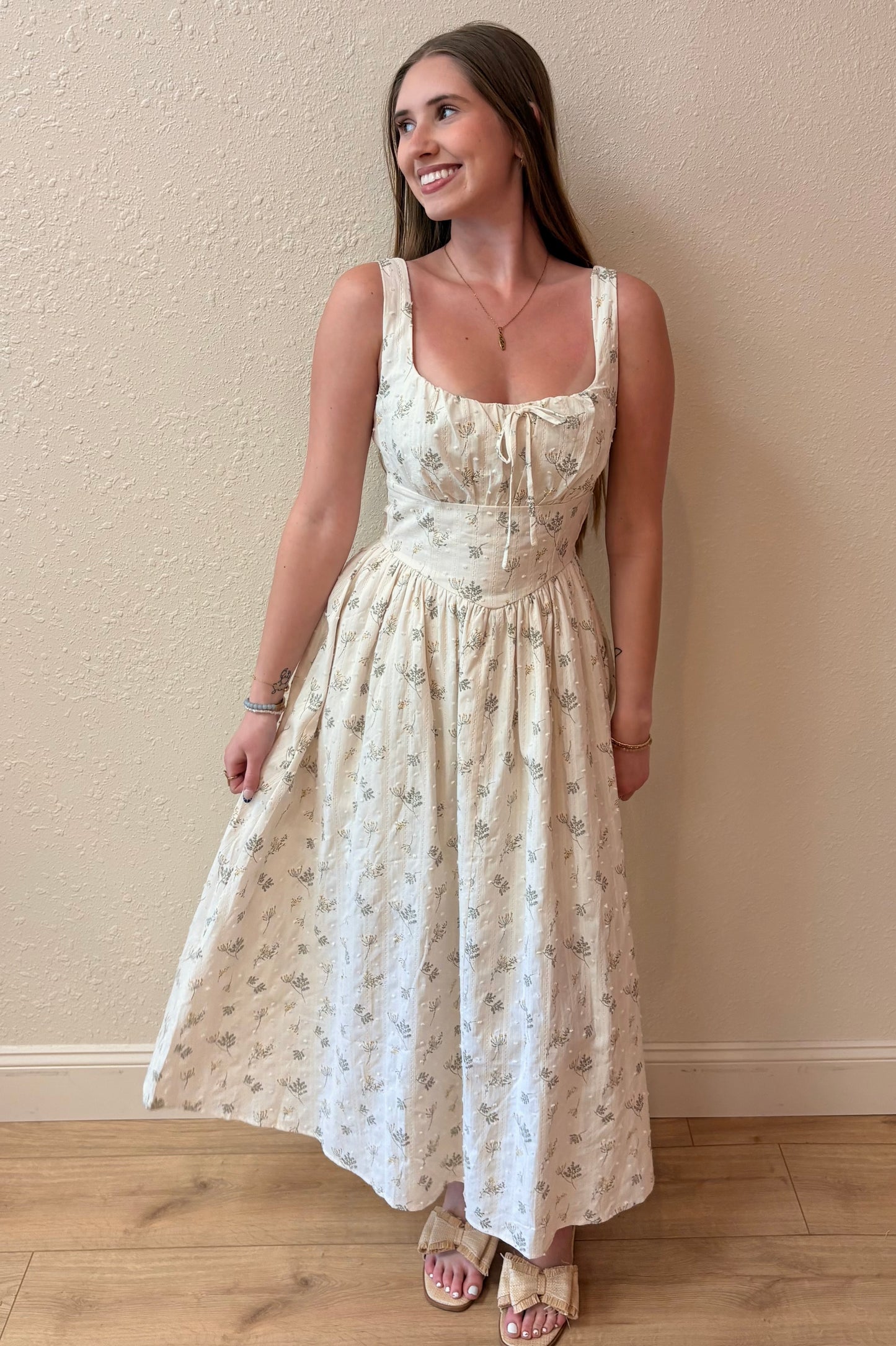 Belle Floral Corset Waist Maxi Dress