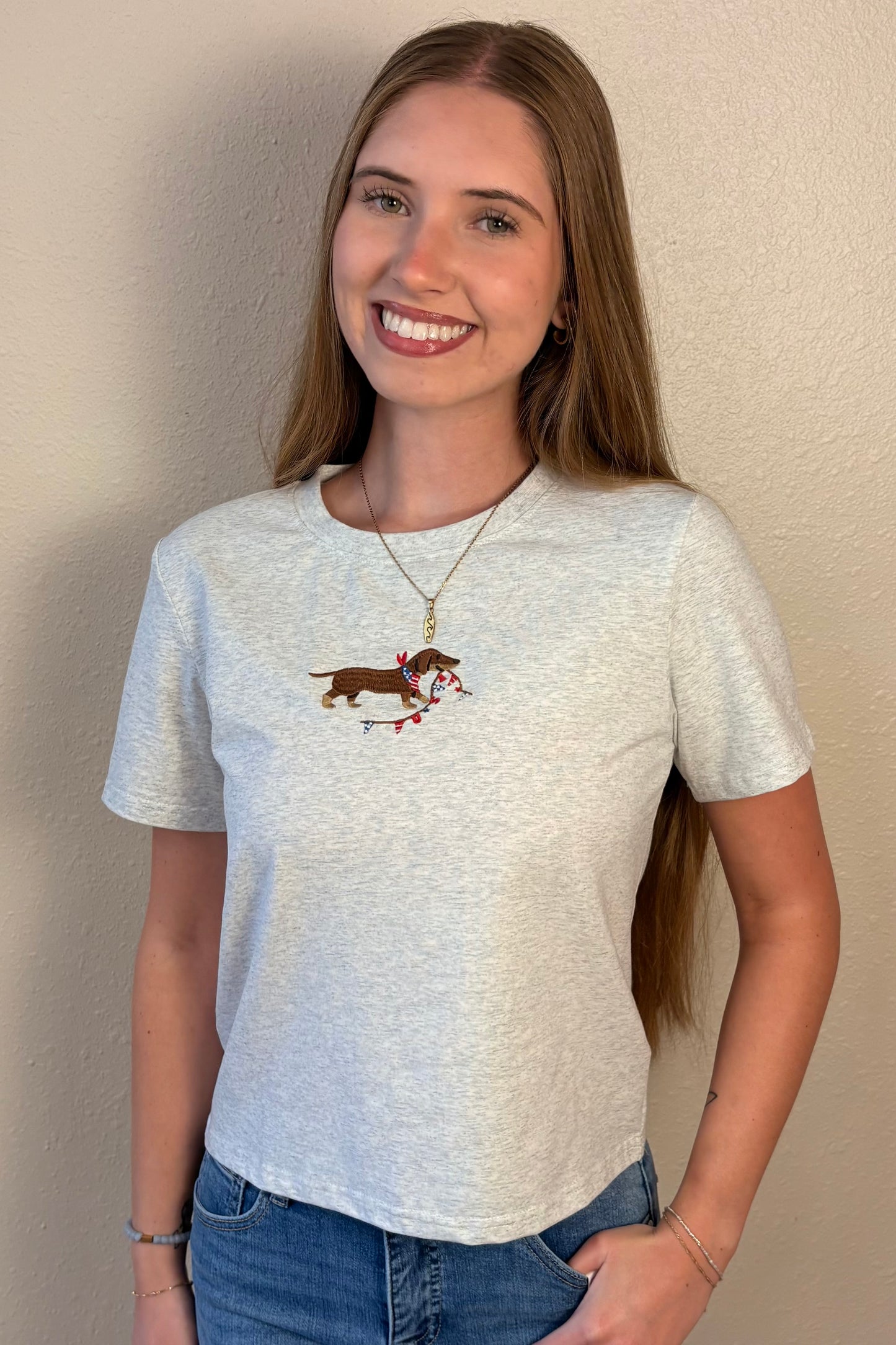 USA Dog Embroidered Tee