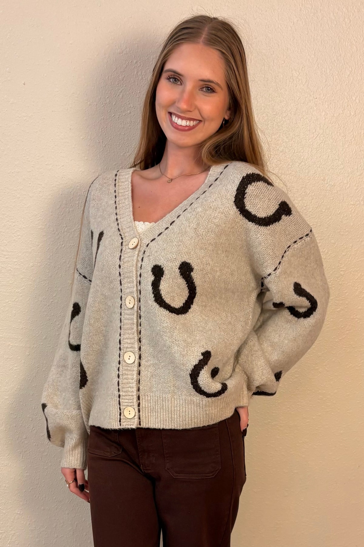 Morgan Horseshoe Print Cardigan Sweater