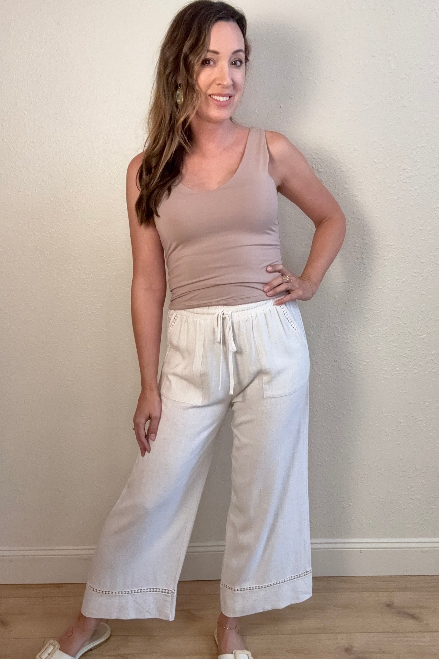 Avery Linen Blend Crochet Detail Pants