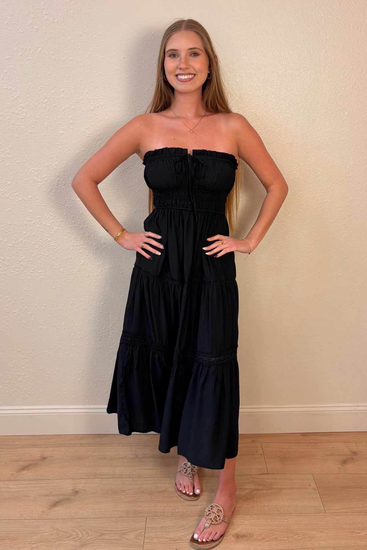 Carmen Black Strapless Maxi Dress