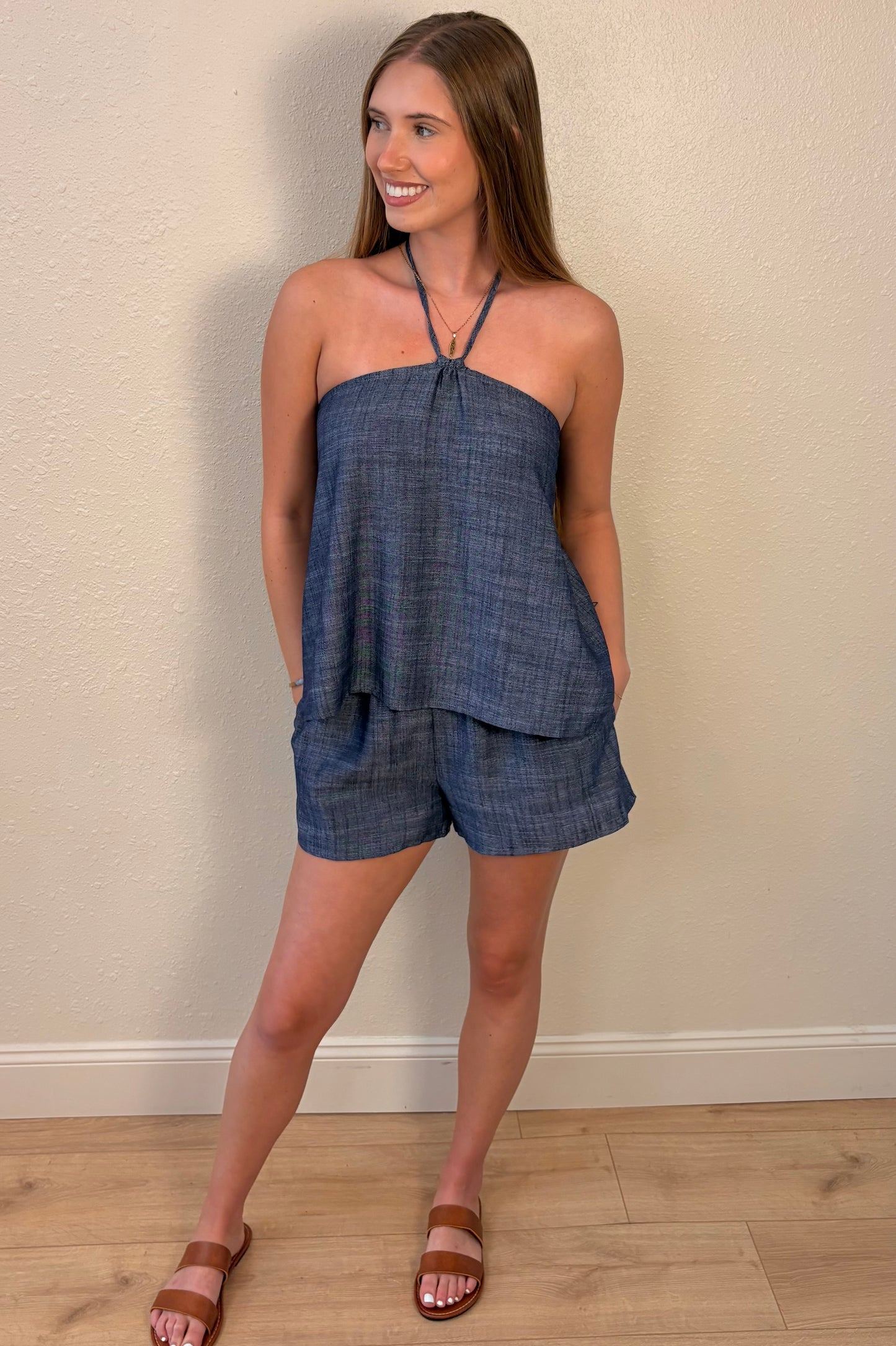 Reese Lightweight Denim Halter Top