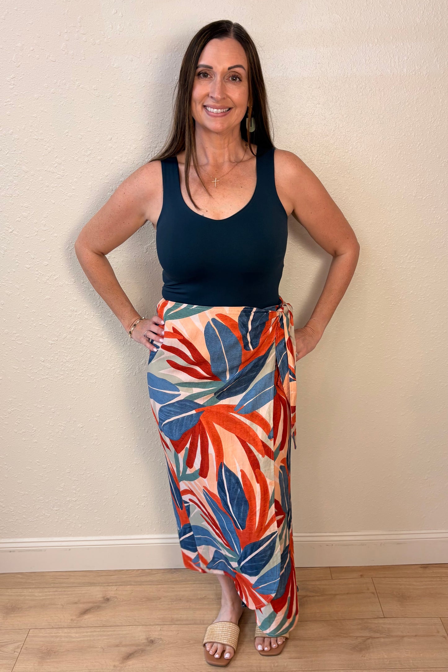 Isla Tropical Print Wrap Skirt