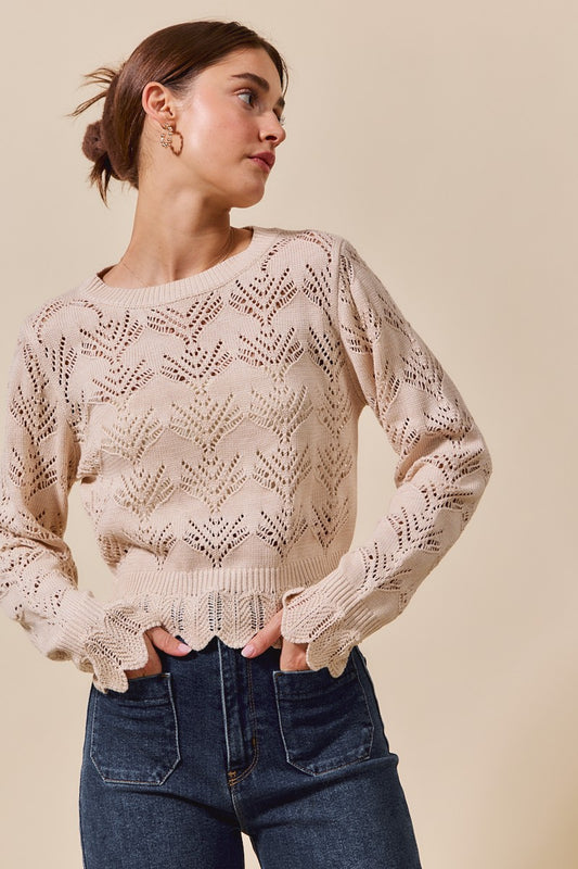 Charlotte Cream Pointelle Sweater