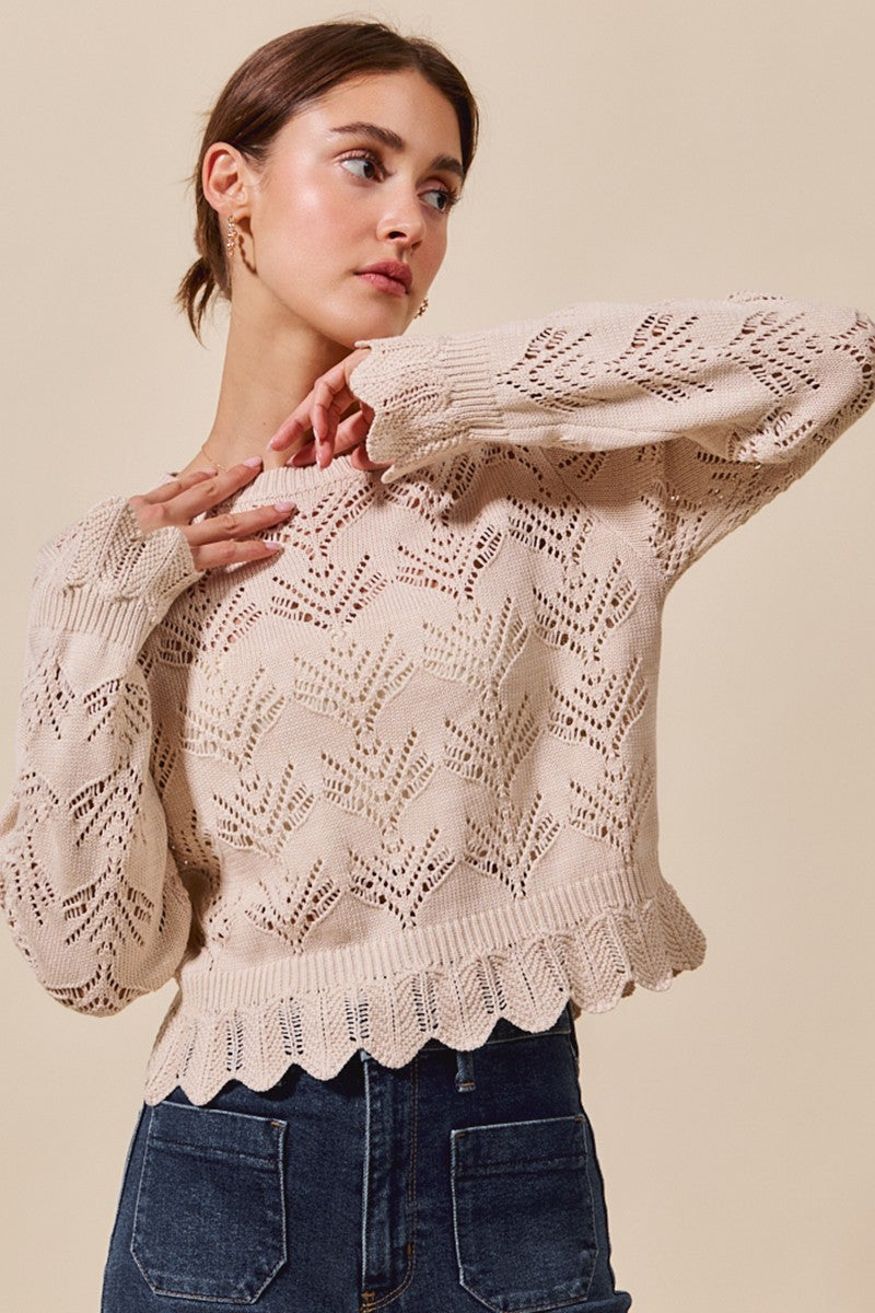 Charlotte Cream Pointelle Sweater