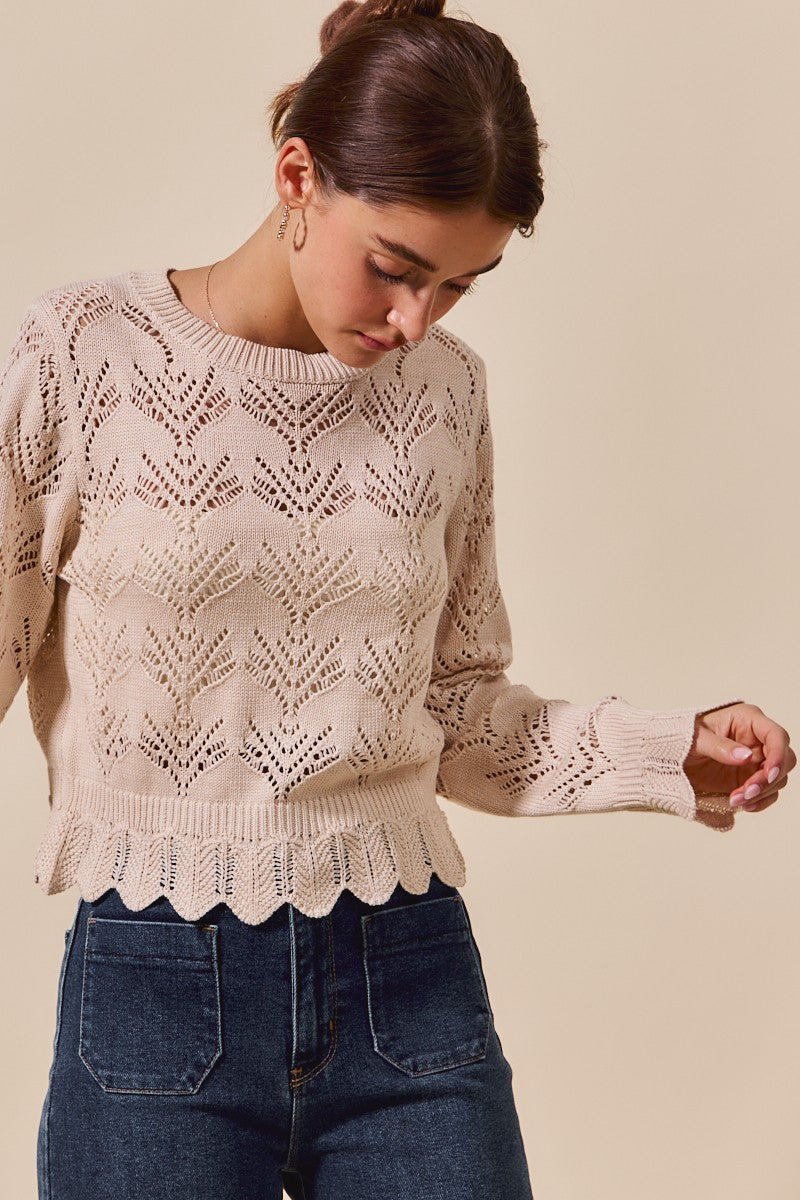 Charlotte Cream Pointelle Sweater