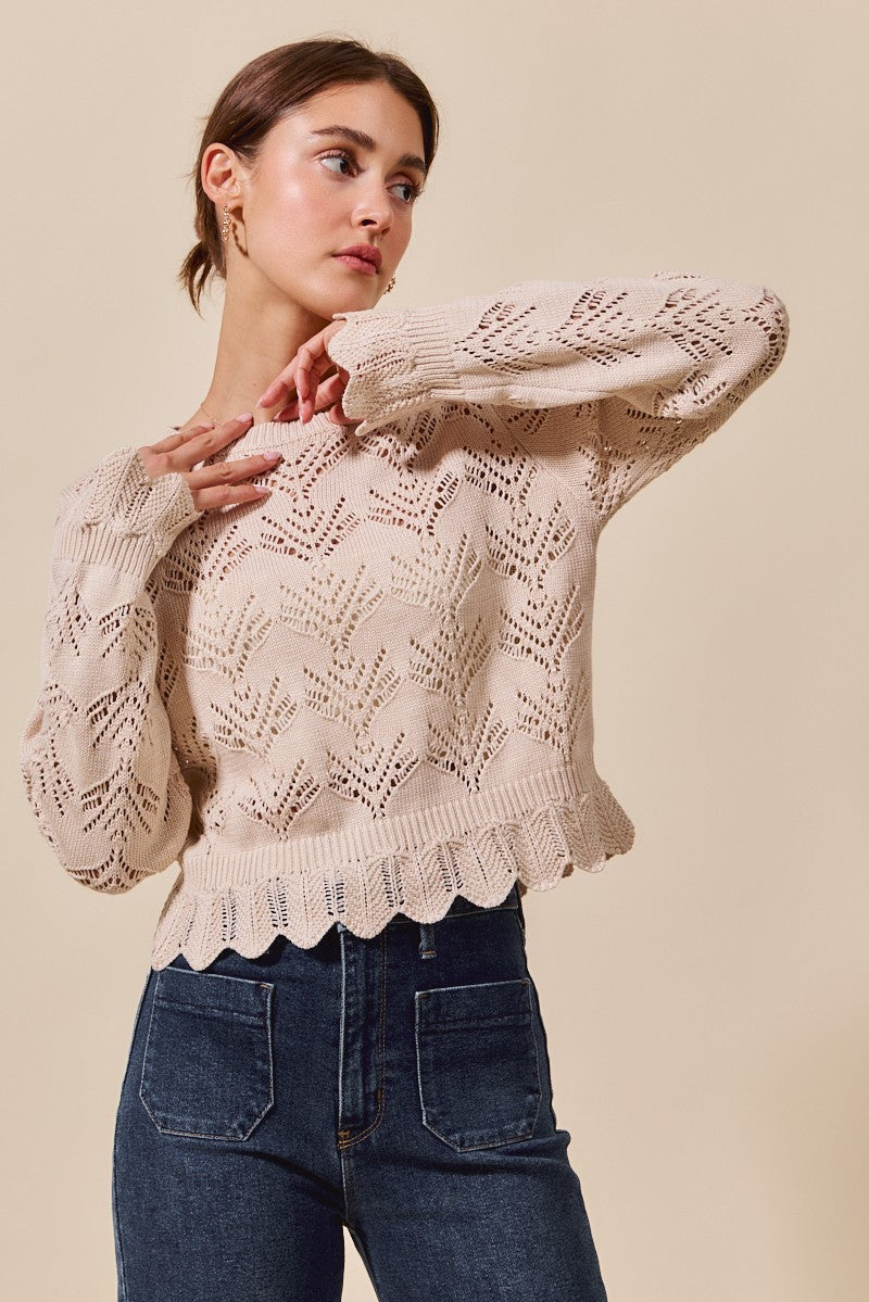 Charlotte Cream Pointelle Sweater