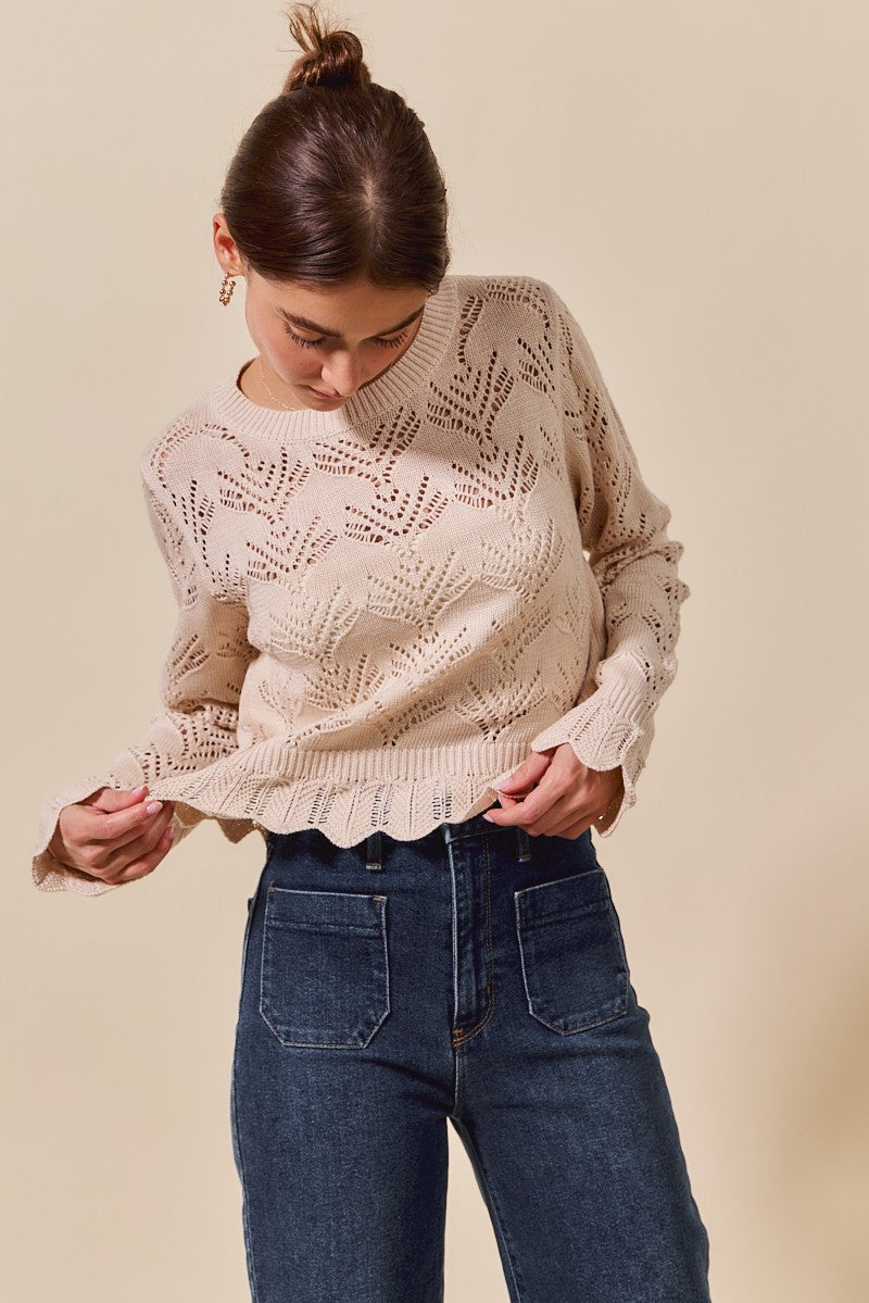Charlotte Cream Pointelle Sweater