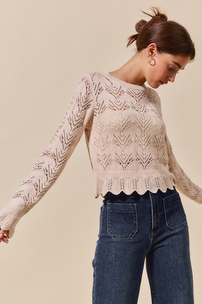 Charlotte Cream Pointelle Sweater