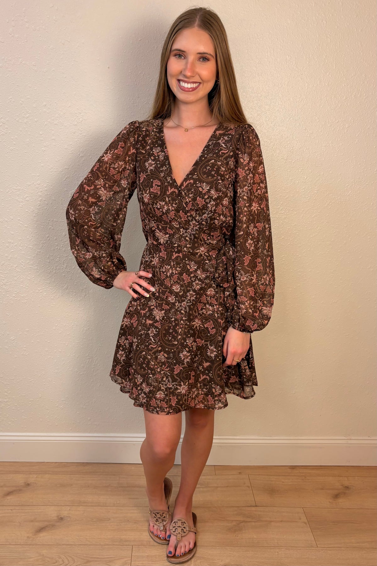 Maddie Paisley Print Wrap Mini Dress