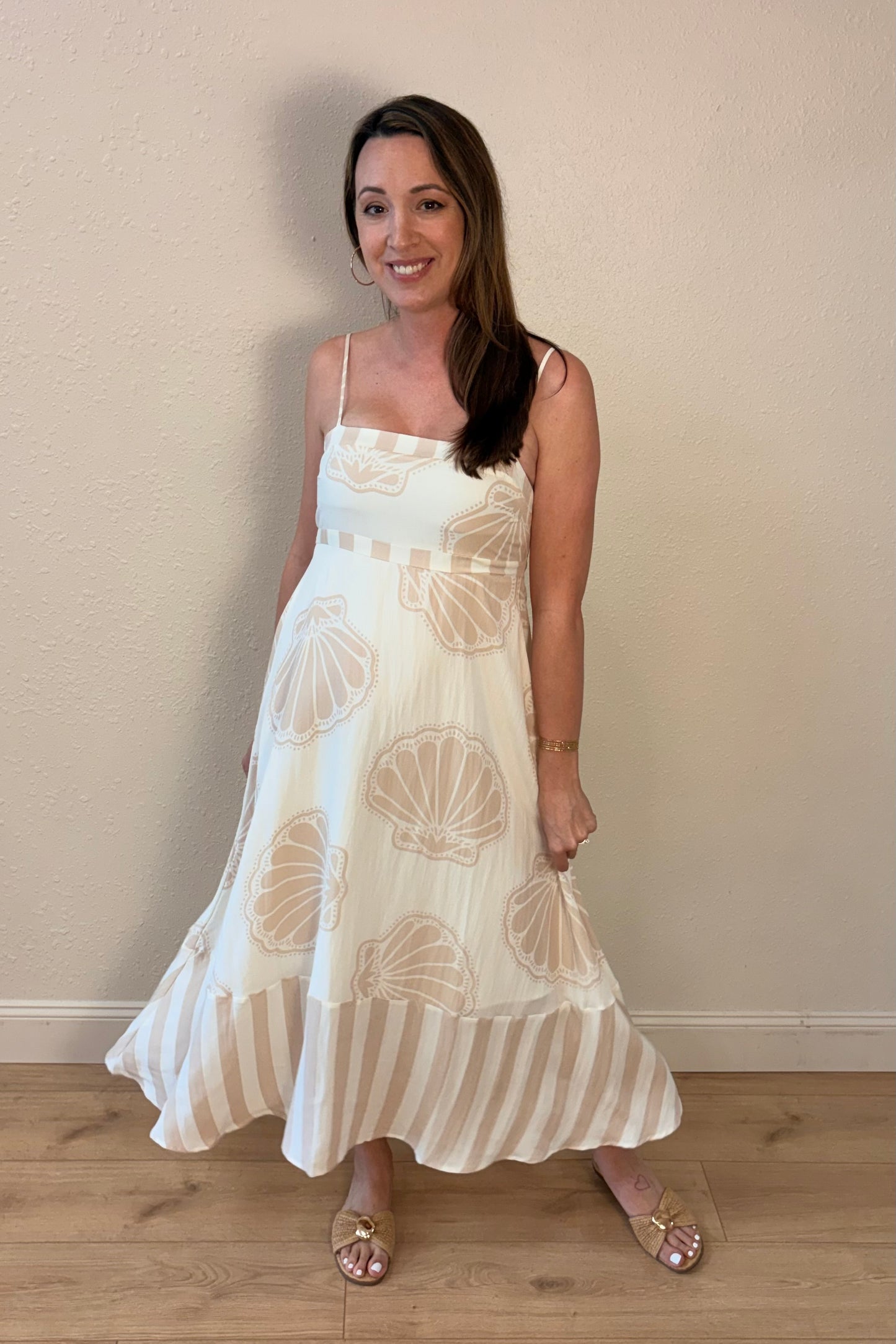 Sally Seashell Print Maxi Dress